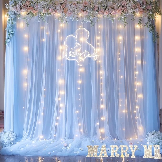 Blue Tulle Backdrop Curtains - Image 4