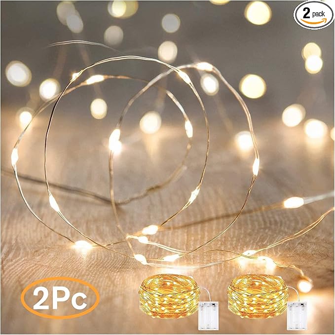 ANJAYLIA 2 Pack Fairy Lights 16.4ft 50 LED String Lights Battery Operated Mini by ANJAYLIA
