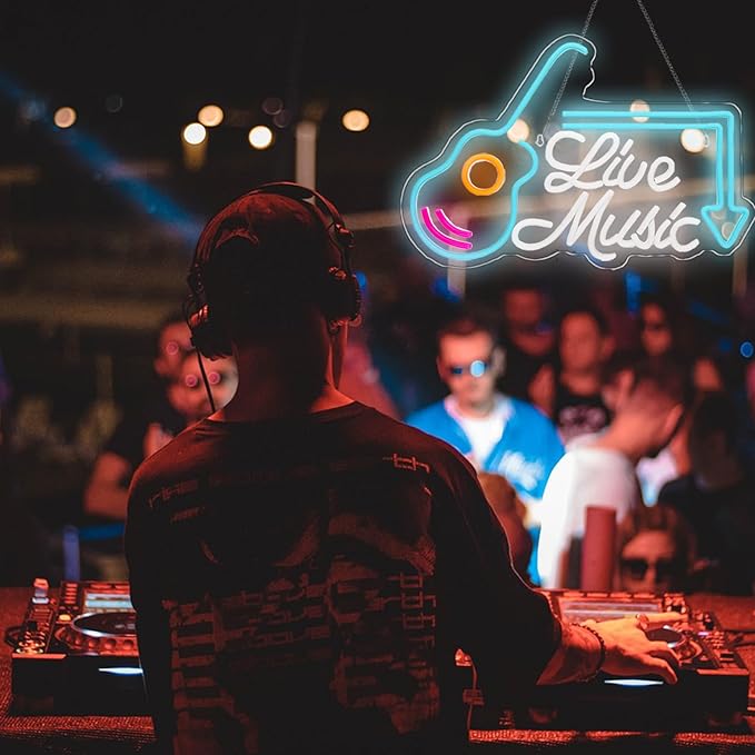 Live Music Neon Sign Led Wall Music Decor Man Cave Neon Light Up Signs Wall Art - Image 5