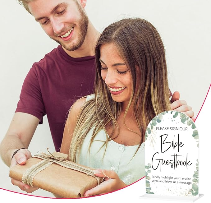 Boho Wedding Bible Guest Book Sign Our Bible Wedding Sign Acrylic Arch Wedding - Image 6