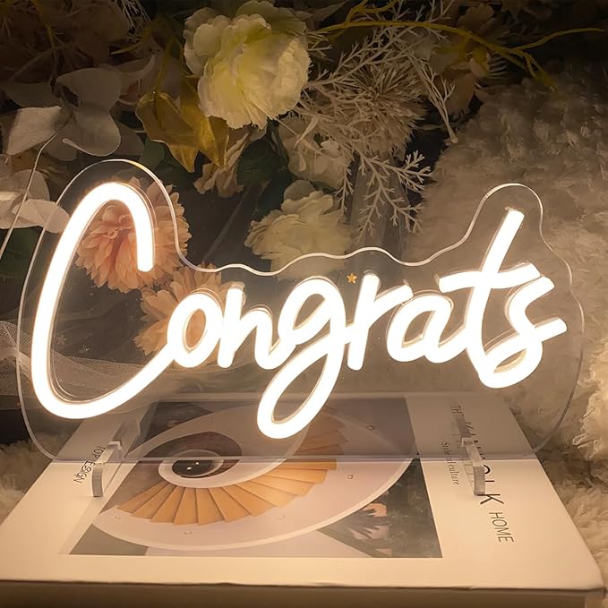 Congrats Table Number Neon Sign Desk Lamp Night Light Wedding Letter LED Neon - Image 3