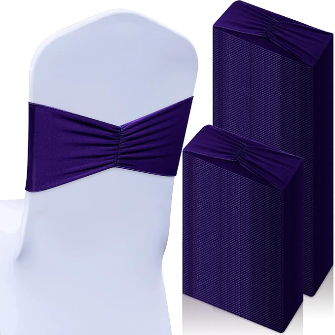 Moukeren 100 Pcs Spandex Chair Sashes Bows Bands Slider Sashes by Moukeren