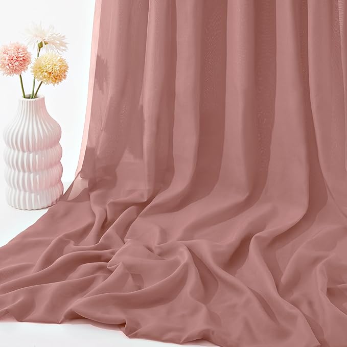 VACVELT Wedding Arch Draping Fabric Dusty Rose Chiffon, 1 Panel Sheer Drapes 30 - Image 7