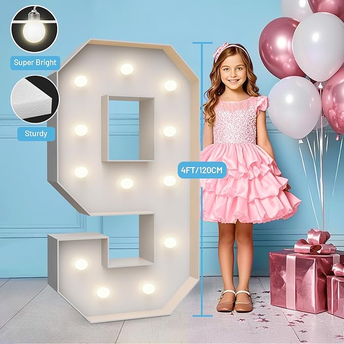 4FT Marquee Light Up Numbers 9, Party Decoration Large Marquee Light Up Letters - Image 3