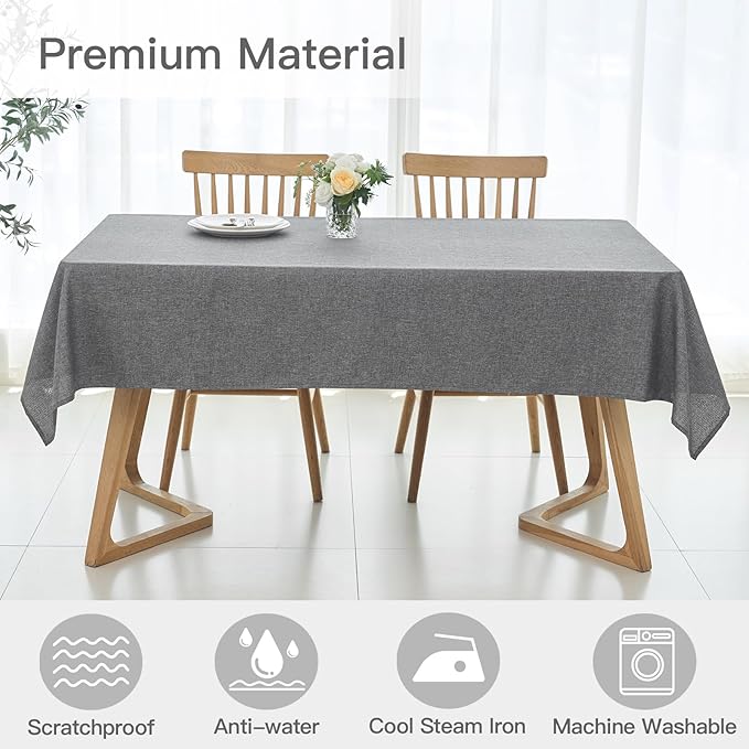maxmill Rectangle Linen Textured Tablecloth Waterproof Spillproof Wrinkle Free - Image 3
