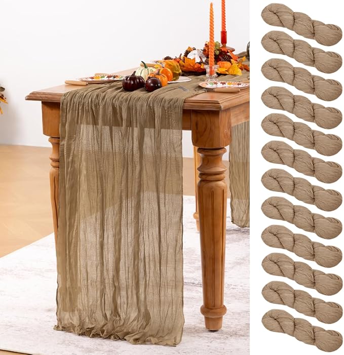 Nude Cheesecloth Table Runner 12 Pack Fall Table Runners Boho Gauze 120 Inches by DeZerlor