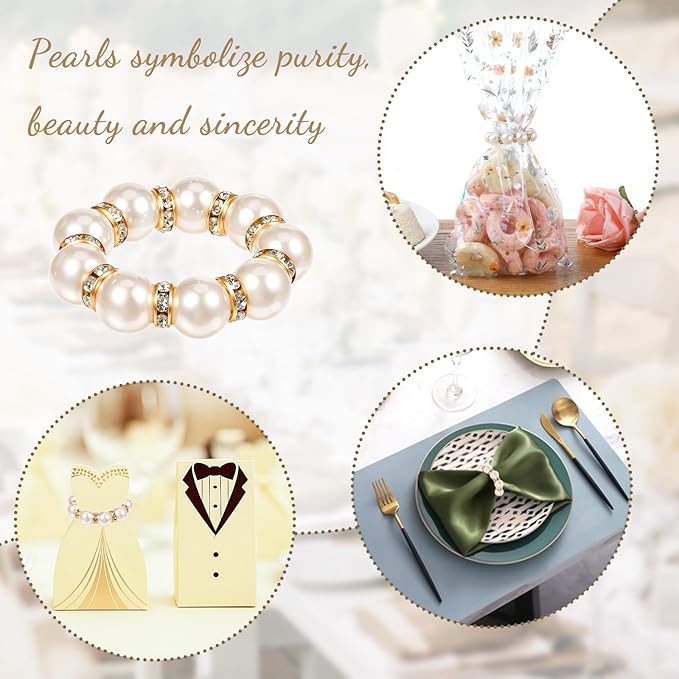 100pcs Pearl Napkin Rings Imitation Pearl Ring Napkins Holder Universal Napkins - Image 7