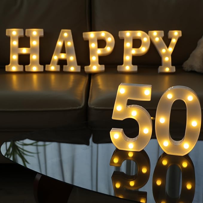Decorative Led Light Up Numbers, 50th Birthday Decorations, Warm White Led - Image 5