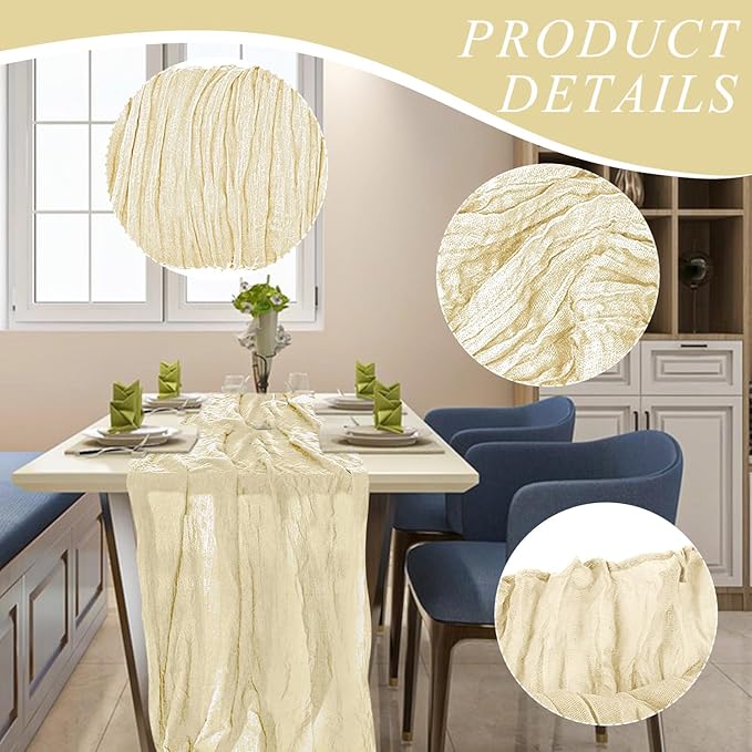 1 Pack Cheesecloth Table Runner 10Ft Christmas Gauze Boho Table Runners - Image 3