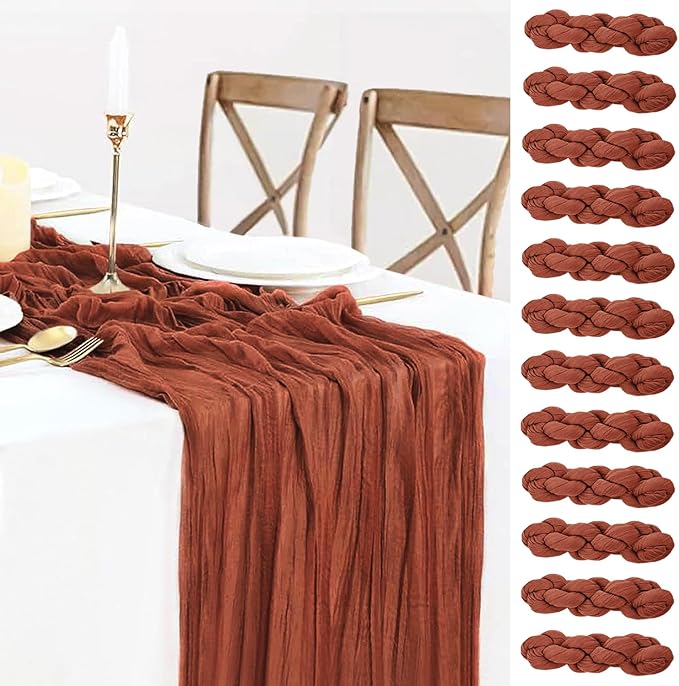 12 Pack Fall Table Runner Terracotta Cheesecloth Table Runner 35x120 Inch Rust by BlueTopCoLtd
