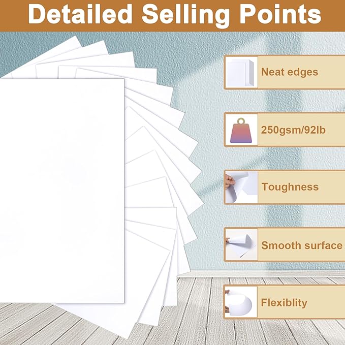 28 Sheets Bright White Cardstock 8.5 x 11 Certificate Paper, 92lb/250gsm White - Image 3