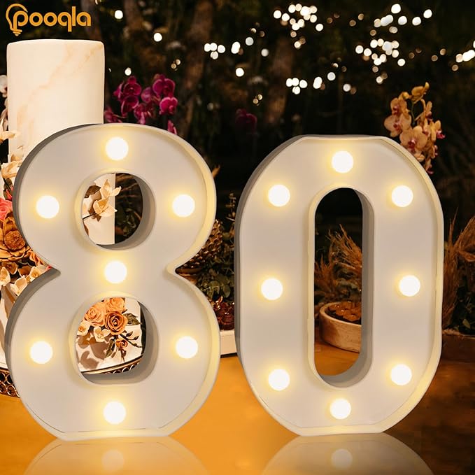 Pooqla Decorative LED Light Up Number Letters, Battery Operated - Image 2