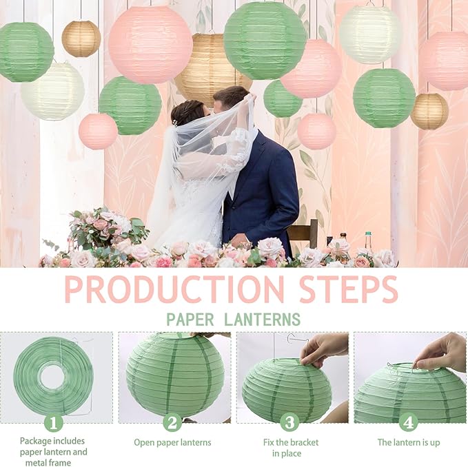 ADLKGG Paper Lanterns Party Decorative, Round Hanging Paper Lanterns Wedding - Image 6
