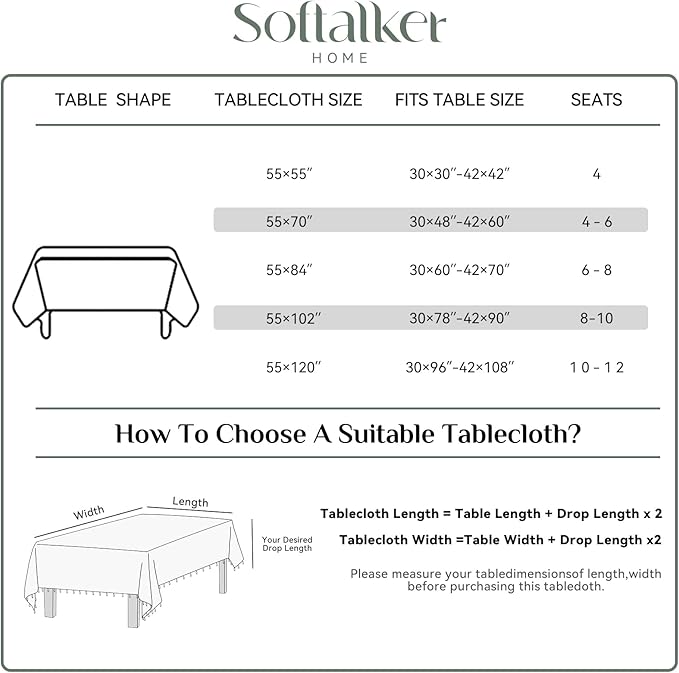 Softalker Checkered Tablecloth Rectangle, Heavy Weight Linen Gingham Christmas - Image 6