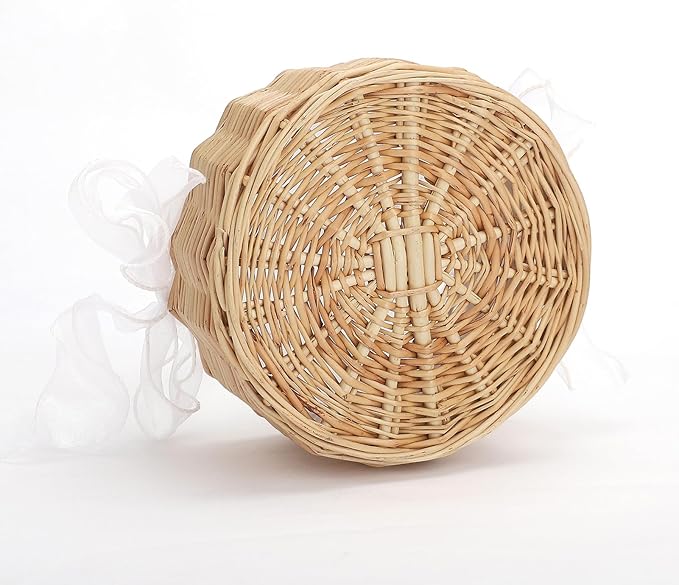 Wicker Rattan Flower Girl Basket Rustic Wedding Flower Girl Basket - Image 8