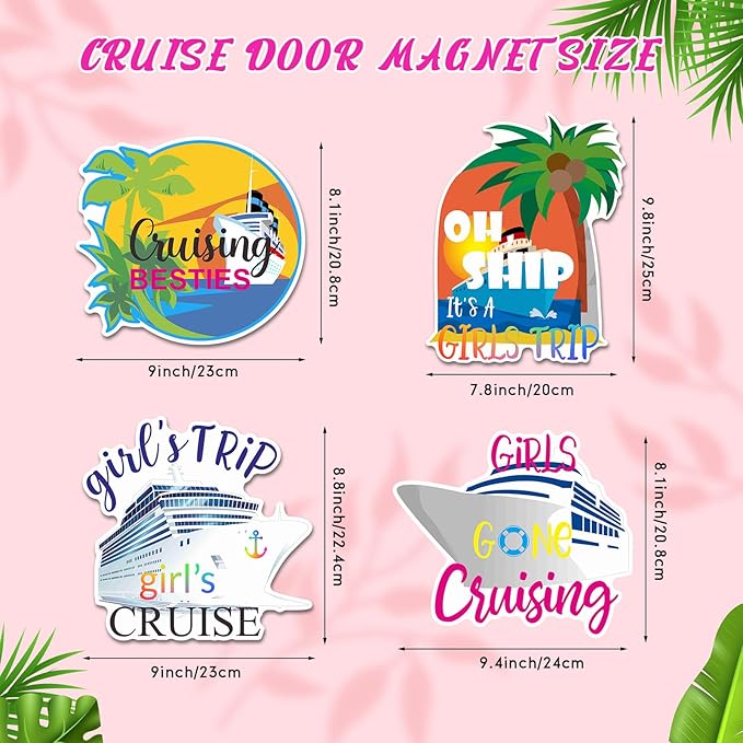 Hoteam 4 Pcs Girls Trip Cruise Door Decorations Magnetic Large Girls Cruise - Image 2