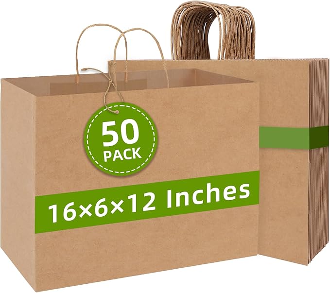 Johuivo Brown Paper Bags with Handles, Recyclable Kraft Gift Bag and Retail Bag by Unknown