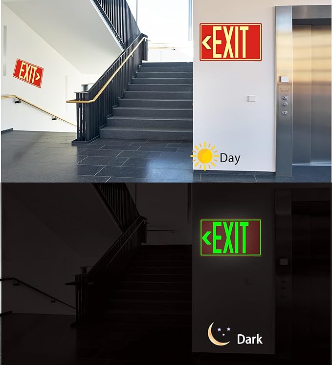 5Pack Photoluminescent Exit Sign, Includes 10pcs Removable Arrows - Image 6