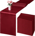 Aneco 12 Pack Satin Table Runner 12 x 108 Inch Burgundy Long Wedding Satin Silk by Aneco