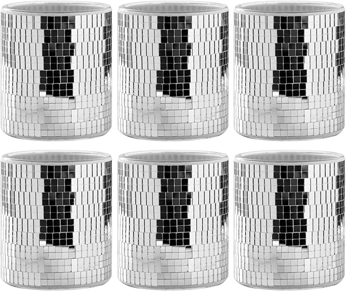 WDHODEC 6 Pcs Disco Vases Bulk Silver Mirror Disco Ball Flower Vase Glass by WDHODEC