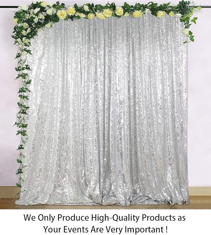 ShiDianYi Sequin Backdrop Silver 2 Panels 4FTx10FT Backdrops - Image 2