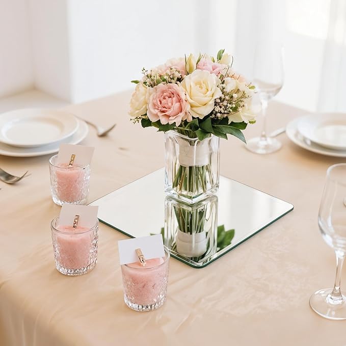 12Pcs Square Mirror Candle Plate - Image 5