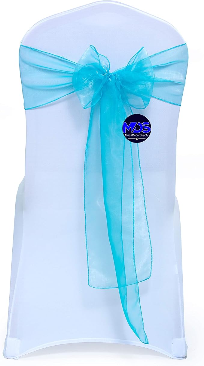 MDS Pack of 200 PCS Organza Chair Sashes Wider Dining Chair Bows Ribbon Tie Back by MDS