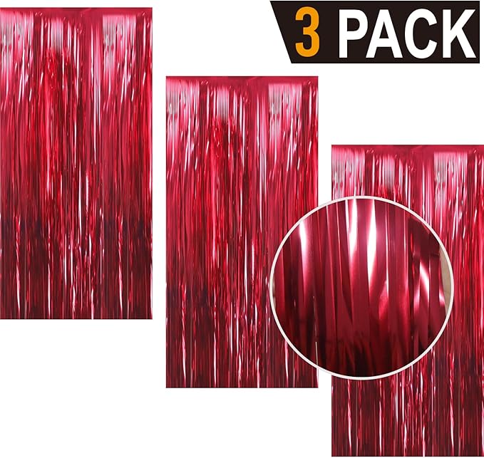 GOER 3.2 ft x 9.8 ft Metallic Tinsel Foil Fringe Curtains Party Photo Backdrop - Image 2