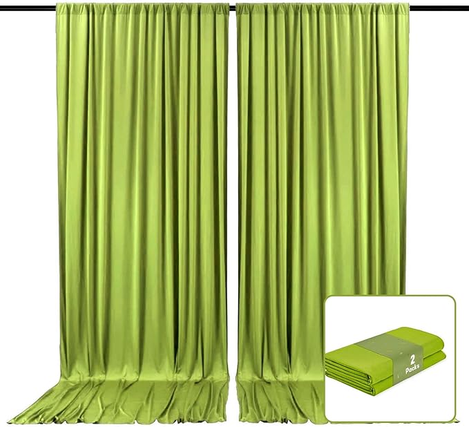 2 Panels Olive Green Backdrop Curtain, 10 x 7 Feet Background Curtains by Zankubom