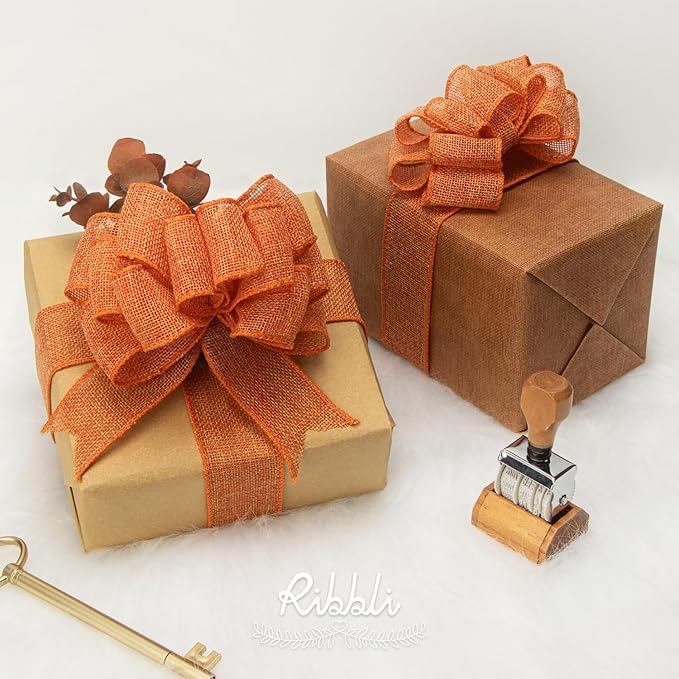 Ribbli Orange Burlap Wired Ribbon, 1-1/2” Inch x Continuous 20 Yard, Big Bows - Image 6