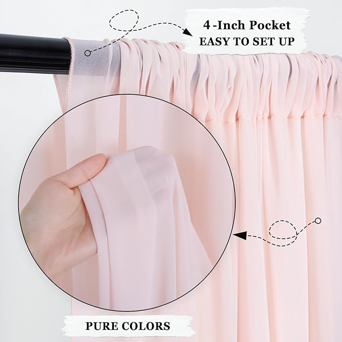 DUOBAO Peach Voile Curtains 2 Panels, Rod Pocket, Living Room Drape, Sheer - Image 3