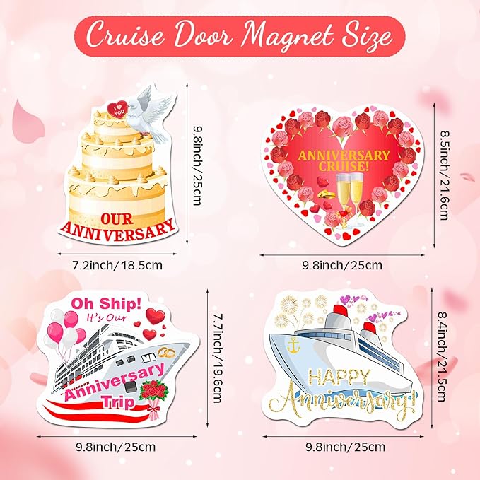 Hoteam 4 Pcs Anniversary Cruise Door Decorations Magnetic Large Happy - Image 2