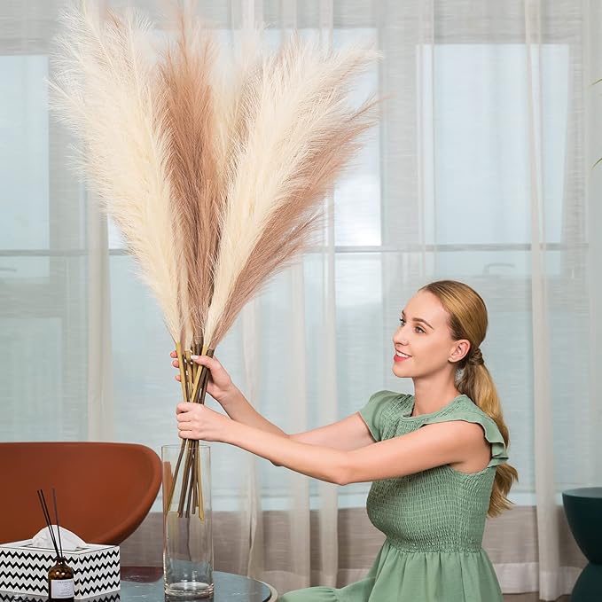 EVODIS Faux Pampas Grass 8 Stems, Artificial Pampas Grass - Image 4