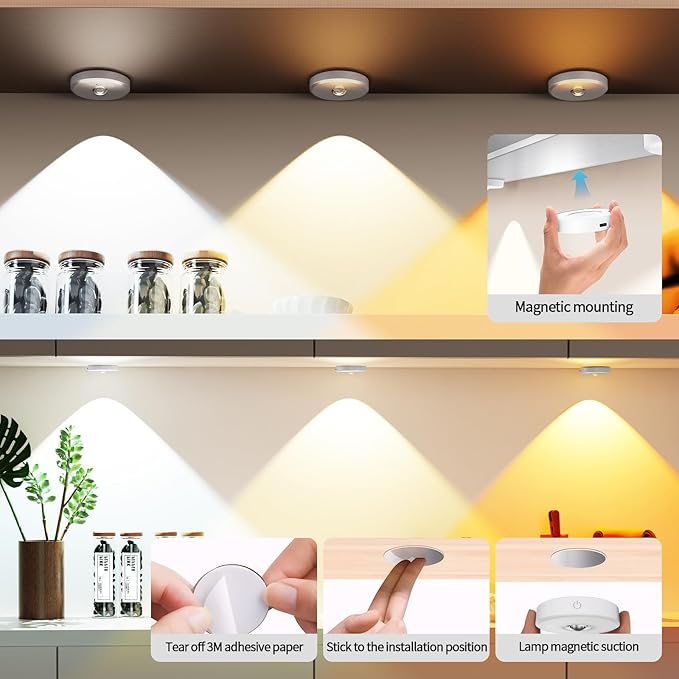 Rechargeable Puck Lights with Remote Control, 12 Color Changing Under Cabinet - Image 6