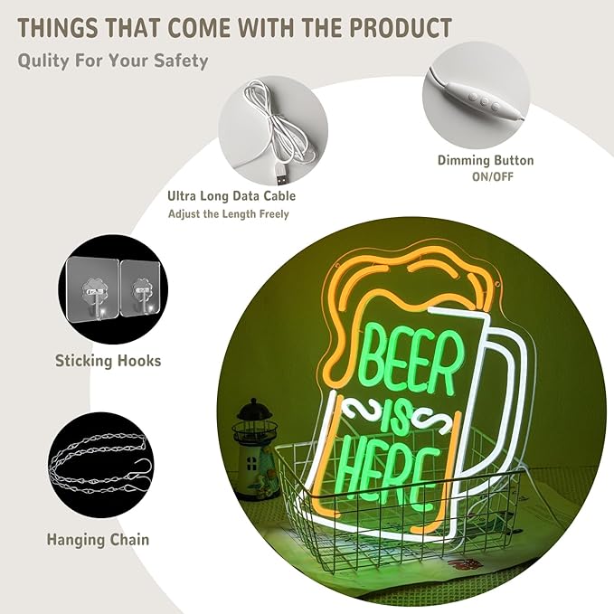 Beer Is Here Neon Sign for Wall Decor Bar Neon Light Beer Led Neon Signs - Image 4
