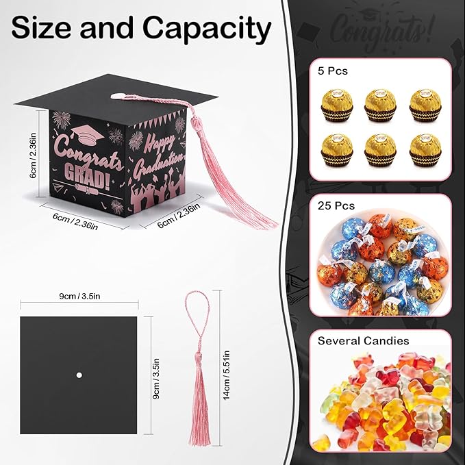 COTOPHER 36 Pack Mini Graduation Cap Gift Boxes - Image 3