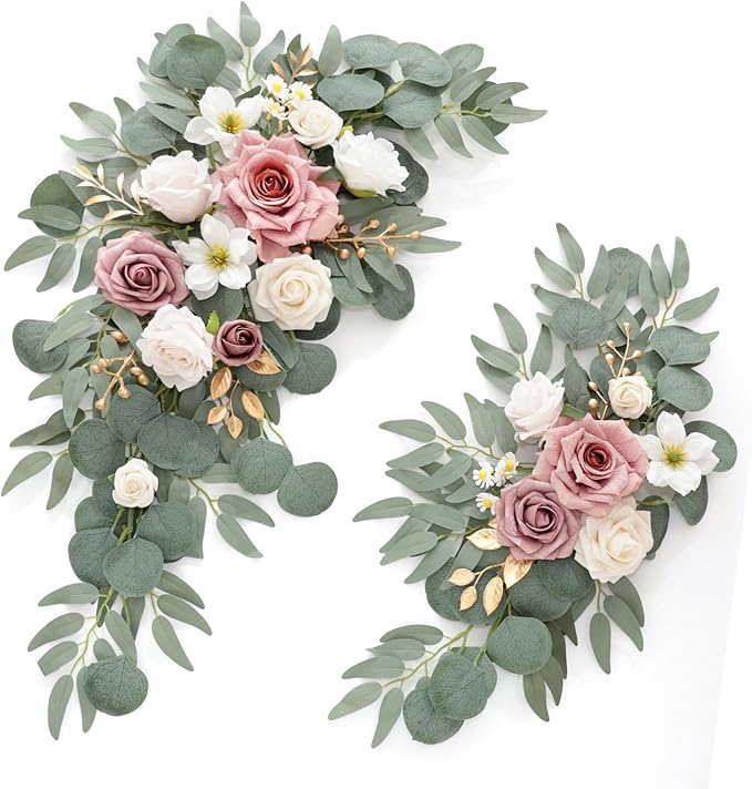 Wedding Sign Faux Flower Swag for Ceremony Party Reception Entrance Floral by Muhanjia