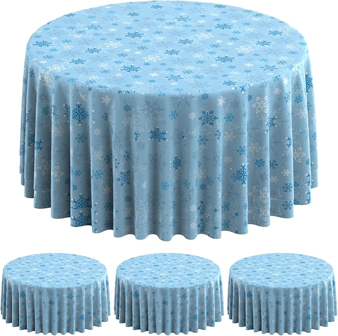 3Pcs Christmas Snowflake Plastic Party Tablecloth Decorations, Disposable Light by JectivsPartyDecorations