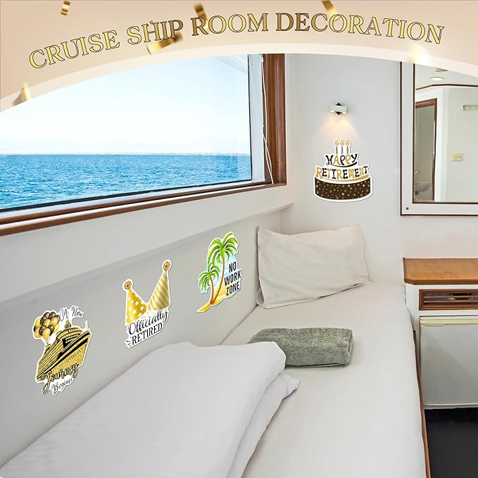 Hoteam 4 Pcs Retirement Cruise Door Decorations Magnetic Large Happy Retirement - Image 7