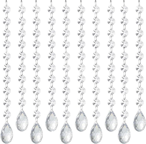 10 PCS Crystal Garland Strands, 33ft Hanging Crystal Strings by Tisspoms