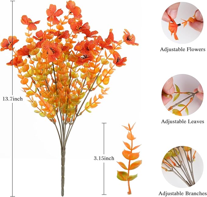 AmyHomie 16 Bundles Orange Artificial Fall Flowers - Image 6