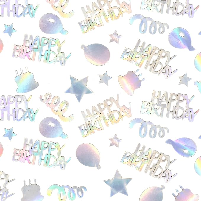 Happy Birthday Confetti for Table Iridescent Balloon Star Shaped Table Scatter - Image 7