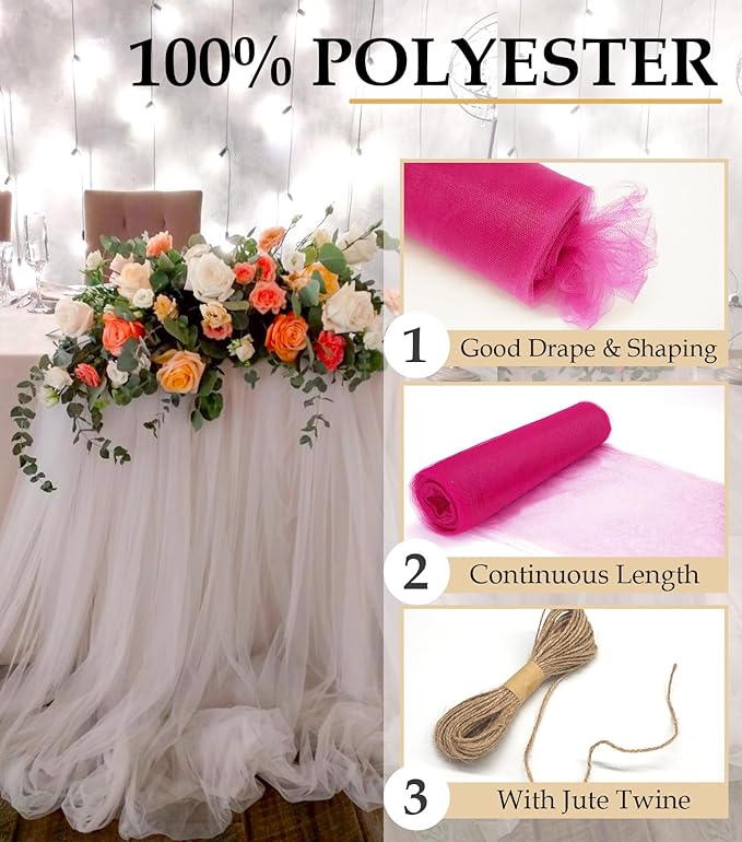 Fuchsia Tulle Fabric Roll - Image 4