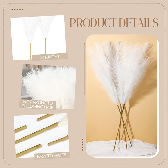 Zeyune 10 Pcs 71'' Large Faux Pampas Grass Decor Tall Artificial Pompous Grass - Image 3