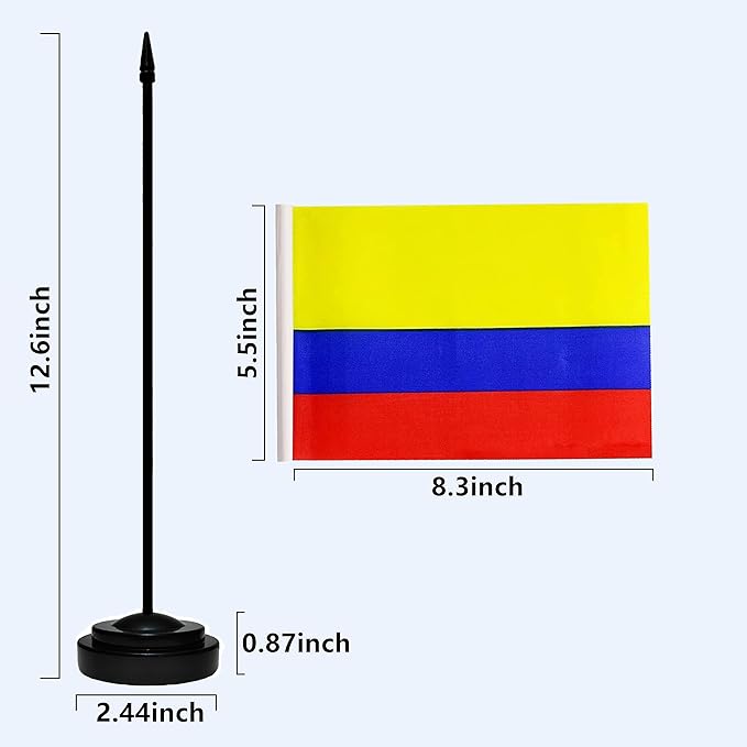 Colombia Colombian Deluxe Desk Flag Set Small Mini Miniature Colombia Colombian - Image 3