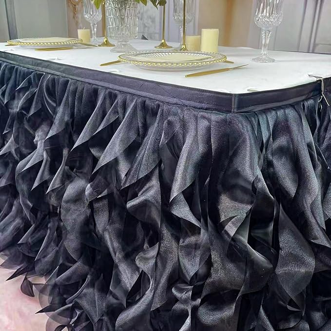 Luxury Organza Mesh Table Skirt Draping Floating Romance - Image 5
