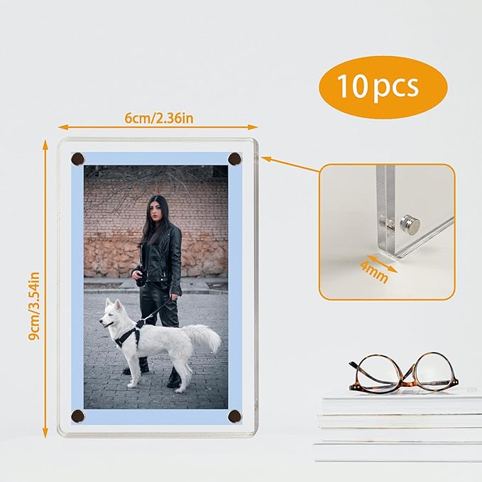 10 Pack-Polaroid Magnets for Refrigerator Acrylic Fridge Magnetic Frame 2.36 x - Image 4
