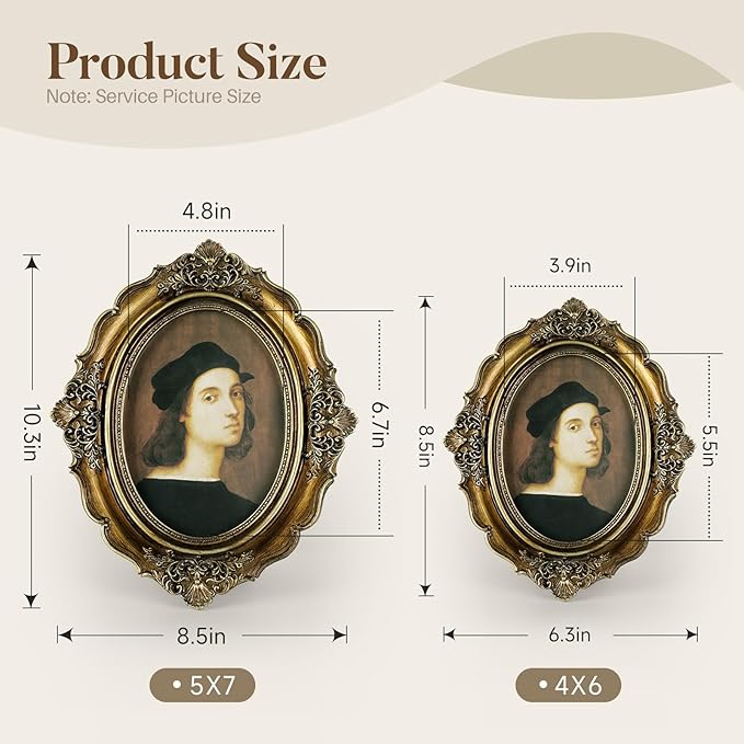 Cuspin 5x7 Gold Frames Vintage Picture Frame, Bronze Gold 5 by 7 Picture Frame - Image 5