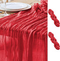 Asee'm 2PCS Fall Table Runner Cheesecloth 10FT Red Boho Gauze Fabric Rustic by Aseem