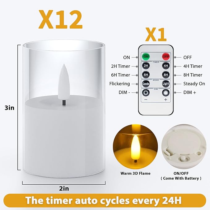 12Pack Flickering Flameless LED Candles - Image 2